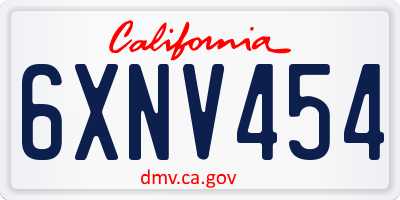 CA license plate 6XNV454