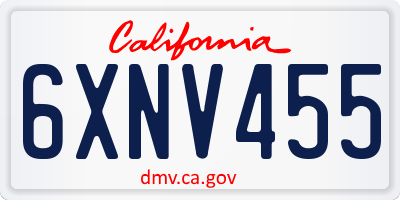 CA license plate 6XNV455