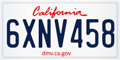 CA license plate 6XNV458