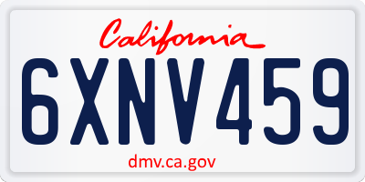 CA license plate 6XNV459