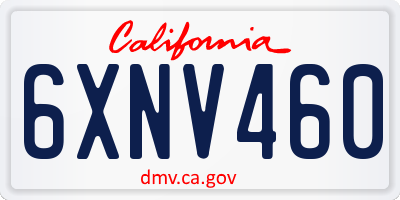 CA license plate 6XNV460