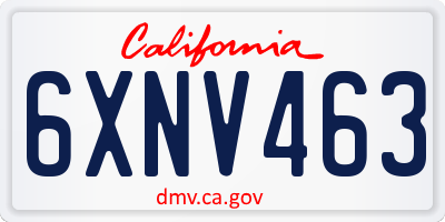 CA license plate 6XNV463