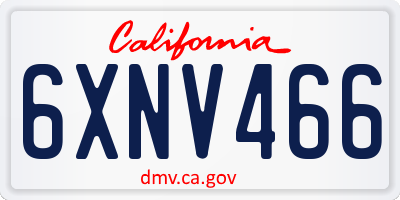 CA license plate 6XNV466
