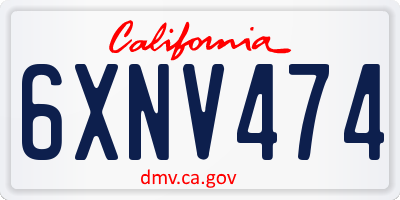 CA license plate 6XNV474