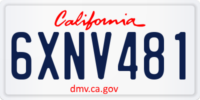 CA license plate 6XNV481