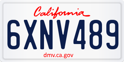 CA license plate 6XNV489