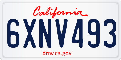 CA license plate 6XNV493