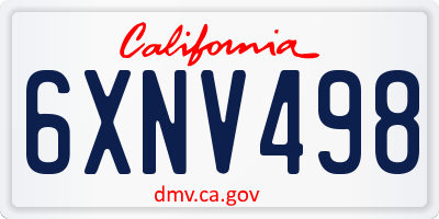 CA license plate 6XNV498