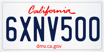 CA license plate 6XNV500