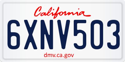 CA license plate 6XNV503