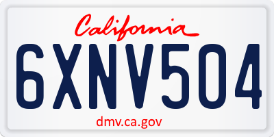 CA license plate 6XNV504