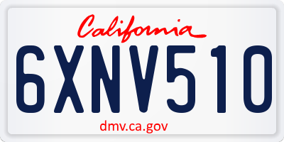 CA license plate 6XNV510