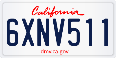 CA license plate 6XNV511