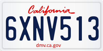 CA license plate 6XNV513