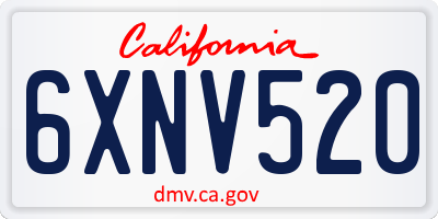CA license plate 6XNV520