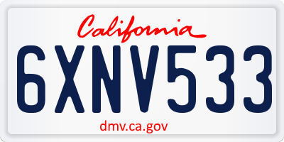 CA license plate 6XNV533