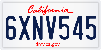 CA license plate 6XNV545