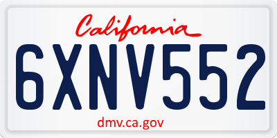 CA license plate 6XNV552