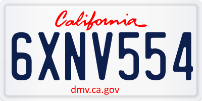 CA license plate 6XNV554