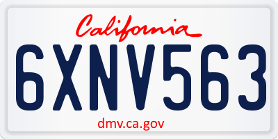 CA license plate 6XNV563