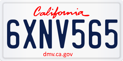 CA license plate 6XNV565