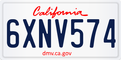CA license plate 6XNV574