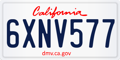 CA license plate 6XNV577