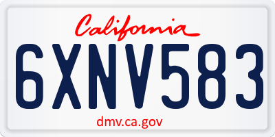 CA license plate 6XNV583