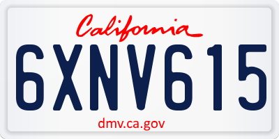 CA license plate 6XNV615