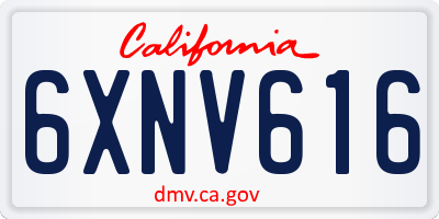 CA license plate 6XNV616