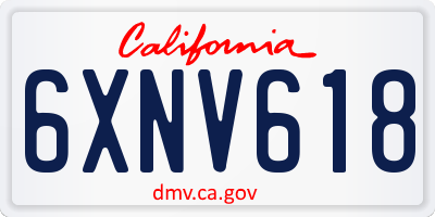 CA license plate 6XNV618
