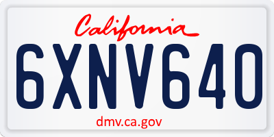 CA license plate 6XNV640
