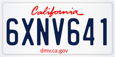 CA license plate 6XNV641