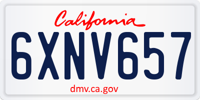 CA license plate 6XNV657