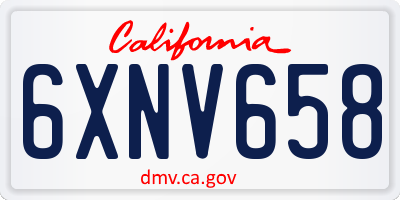 CA license plate 6XNV658