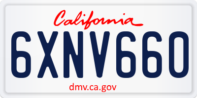 CA license plate 6XNV660