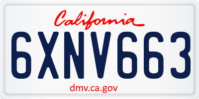 CA license plate 6XNV663