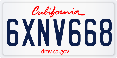 CA license plate 6XNV668
