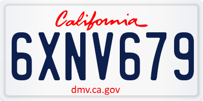 CA license plate 6XNV679