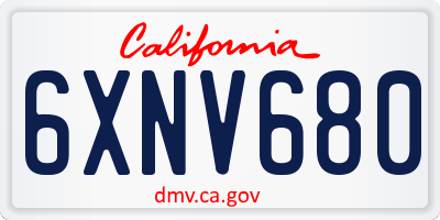 CA license plate 6XNV680