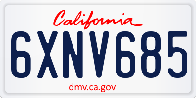 CA license plate 6XNV685