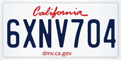CA license plate 6XNV704