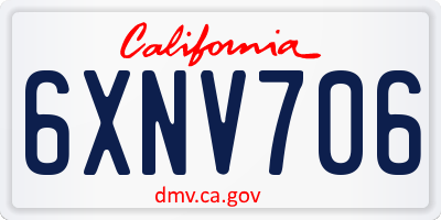 CA license plate 6XNV706