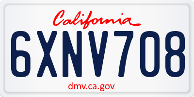 CA license plate 6XNV708