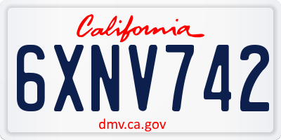 CA license plate 6XNV742