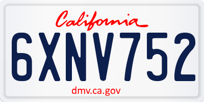 CA license plate 6XNV752