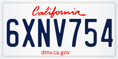 CA license plate 6XNV754