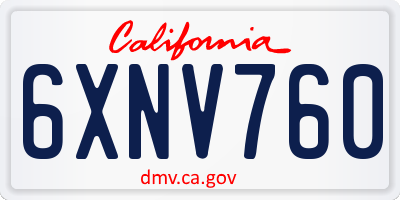 CA license plate 6XNV760