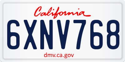CA license plate 6XNV768