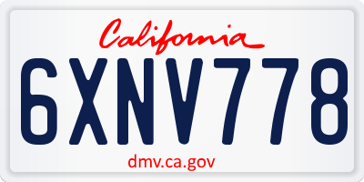 CA license plate 6XNV778